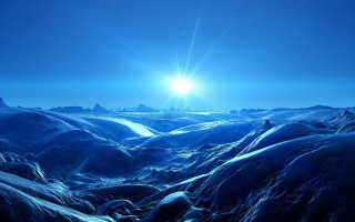 Bright sun snowy mountains blue - a bright sun free wallpaper