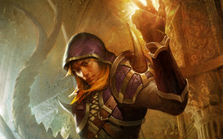 Woman purple sword cave magic - a purple outfit holding free wallpaper for desktop