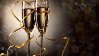 Champagne flutes gold ribbon bokeh - boke free wallpaper