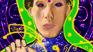 Metaphysical digital portrait green purple - a green jacket free wallpaper