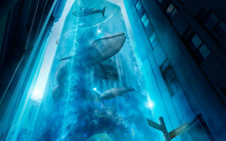 City whale man aquarium bio - a sidewalk free wallpaper