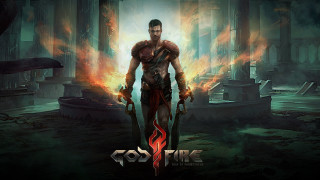 Fire sword man cyberpunk ruins - his chest free wallpaper for desktop