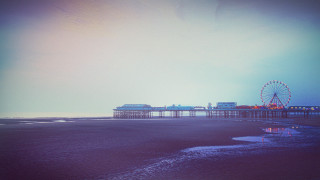 Ferris wheel beach pier dusk - a ferris wheel free wallpaper