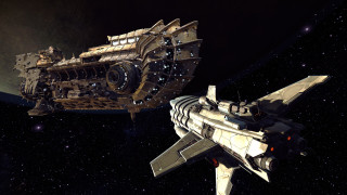 Space station galaxy ship foreground - a space station in the middle of a galaxy free wallpaper