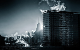 City smoke spire matte photography - a spire free wallpaper