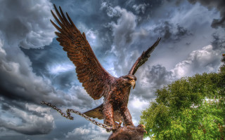 Large bird man chains bronze - chain free wallpaper