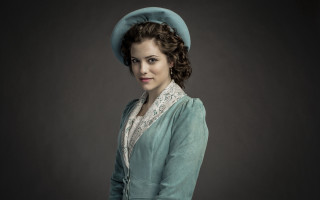Woman blue dress hat portrait 2 - constance gordoncumming free wallpaper
