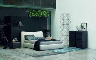 Bedroom black wall white bed - a black wall free wallpaper