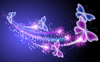Purple butterflies starry sky blue - white star free wallpaper for desktop