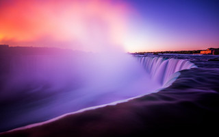 Waterfall rainbow sky mountains city - waterfall free wallpaper