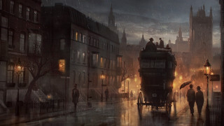 Gothic horse carriage city night - carriage free wallpaper