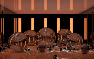 Shiny balls floor windows bars - c4d free wallpaper