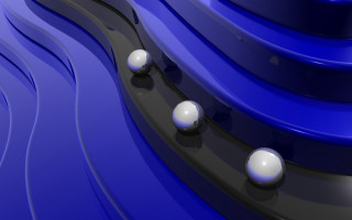 Blue black background three balls - a wave of water free wallpaper