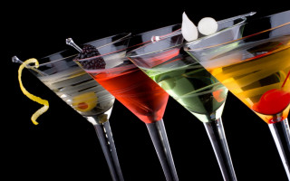Glasses colored drinks garnishes black - free happy birthday wallpaper