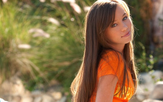 Woman bush rocks frisbee blurry 2 - a bush free wallpaper for desktop