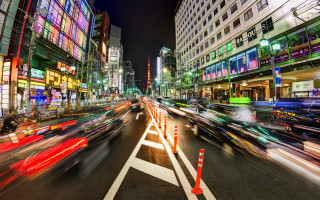 City street traffic night futurism - lot of traffic free wallpaper