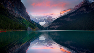 Mountain lake forest sunset reflections - reflection free wallpaper for desktop