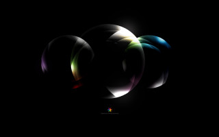Black background three colored circles - caustic free wallpaper