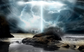 Cross storm sky water rocks - free light wallpaper