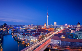 City bridge river skyline night - berlin secession free wallpaper