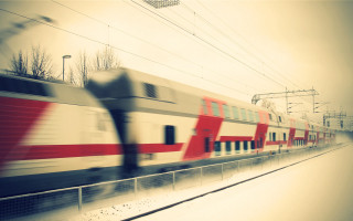Snow train motion blur tilt - the track free wallpaper