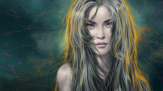 Fantasy portrait woman longhair pinkeyes - pink eye free wallpaper