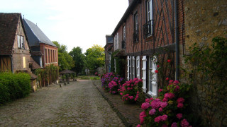 Cobblestone street brick building flower - a brick building free wallpaper