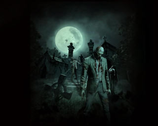 Zombies cemetery night full moon - a cemetery free wallpaper