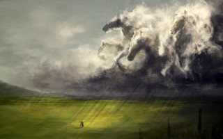 Horse field person cloudy sky - anato finnstark free wallpaper for desktop
