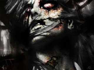 Creepy woman digital painting mark - dark art free wallpaper