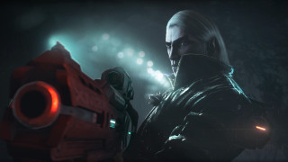 Man gun dark room cyberpunk - splash art free wallpaper