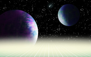 Space planet grid stars aurora - a grid pattern free wallpaper for desktop