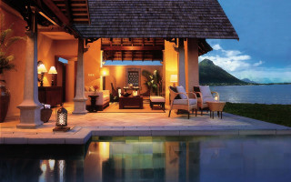 Luxury house pool patio ocean - a view of the ocean free wallpaper