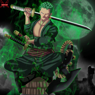 Green swordman fullmoon anime samurai - altoon sultan free wallpaper for tablet