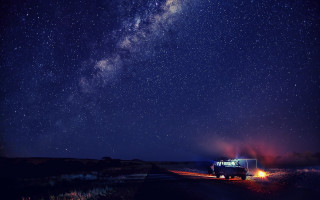 Truck night sky stars milky 2 - sky above free wallpaper