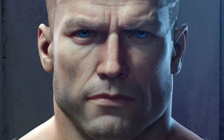 Bald man blue eyes serious 2 - a bald head free wallpaper