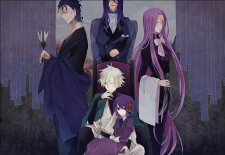 Anime characters sitting chairs swords - sword free wallpaper