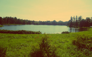 Lake green forest sky clouds - lake free wallpaper