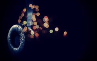 Headphone closeup blurry lights bokeh - bokeh free wallpaper
