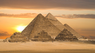 Pyramids sunset sand clouds egyptian - egyptian art free wallpaper