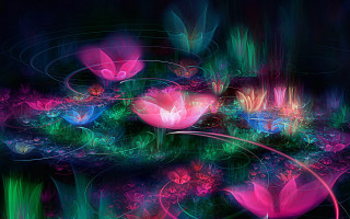 Flower garden butterfly mystical colors - psychedelic art free wallpaper for desktop