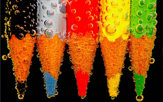 Colorful water droplets crayon pointillism - crayon art free wallpaper
