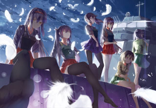 Girls purple platform white bird - a group of girls free wallpaper