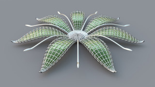 Green white flower white stems - solarpunk free wallpaper