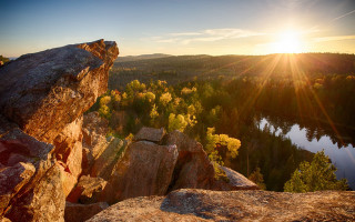 Lake forest sunset cliff lens - sunrise time free wallpaper