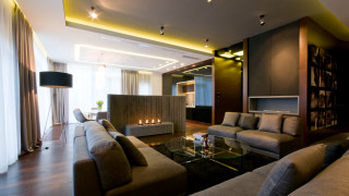 Living room couch chair fireplace 4 - a stand free wallpaper