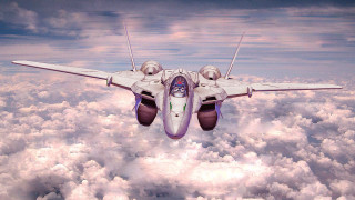 Fighter jet clouds daytime matte - a cloudy sky above the clouds free wallpaper