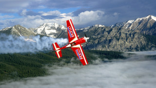 Red white plane mountain range - plane free wallpaper