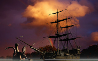 Ship rainbow sea monster matte - fitz henry lane free wallpaper