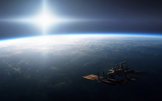 Space station earth sunbeam ocean - a space station in the middle of the earth free wallpaper